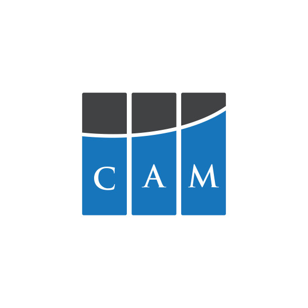黑色背景上的CAM字母标志设计图片下载