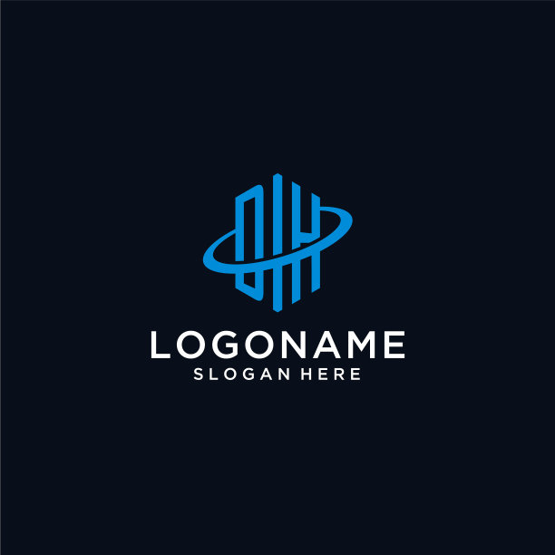 Dh初始字母标志与六角形和图片下载