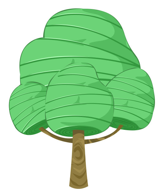 大树，绿叶白底图片下载