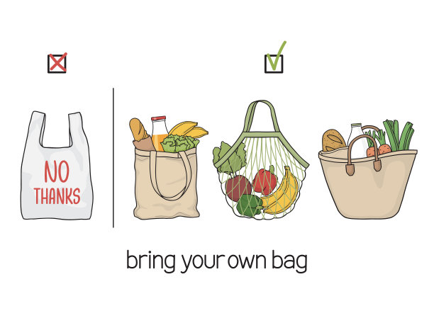 可重复使用的购物袋vs一次性塑料图片下载