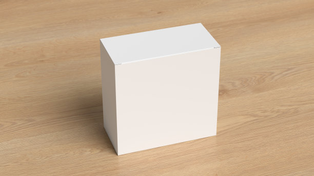 方盒子模型。木制背景的白色礼品盒。侧视图。图片下载