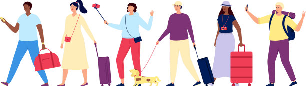 带着行李和背包的游客图片下载