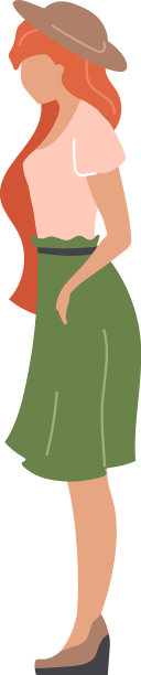 时髦的姜黄发女孩半平色图片下载