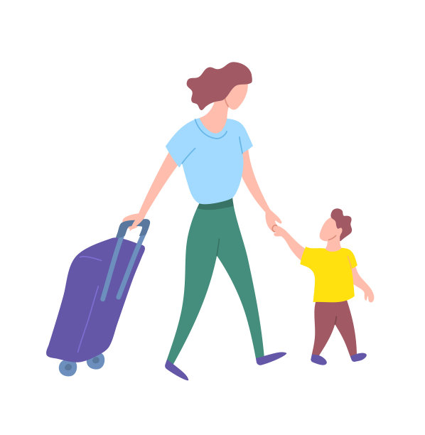 卡通色彩人物游客与行李图片下载