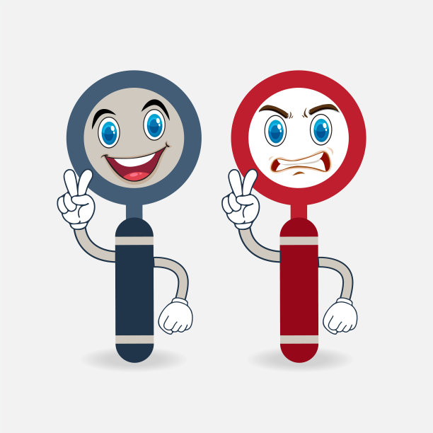 放大镜卡通人物图标快乐和图片下载