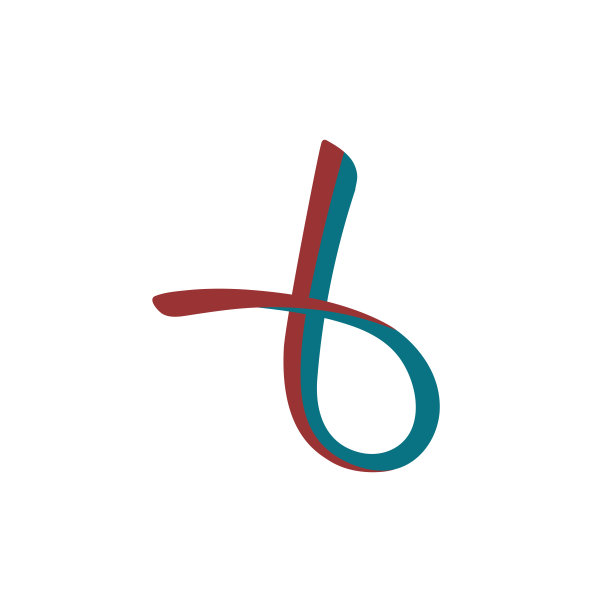 T和b的首字母。两个草书字母合在一起。商业标志。颜色的字母组合。品牌形象设计元素。手写的迹象。向量模板。蓝色和红色的插图。文字标识图片下载