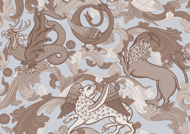 中世纪神话动物光照派手稿图片下载