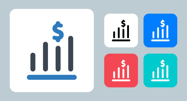 赚取图标-矢量插图。销售，报告，盈利，利润，收入，业务，图表，图表，线条，轮廓，平面，图标。图片下载