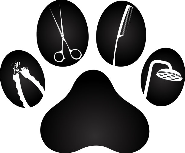 动物护理标志理发洗发和指甲修剪图片下载