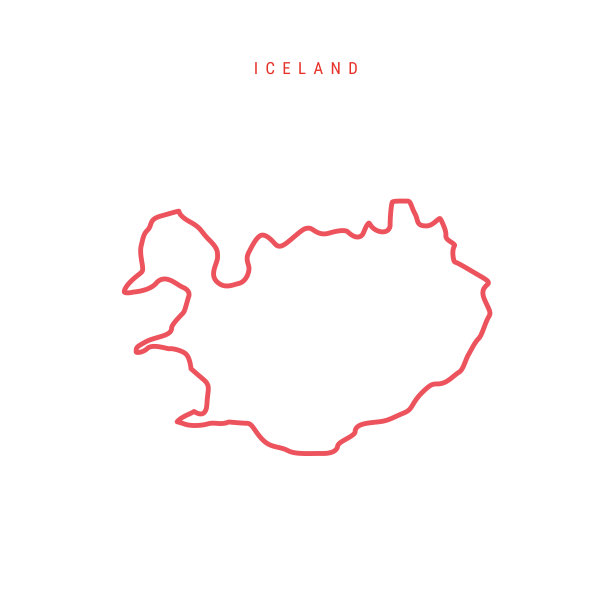 冰岛可编辑轮廓图。矢量图图片下载