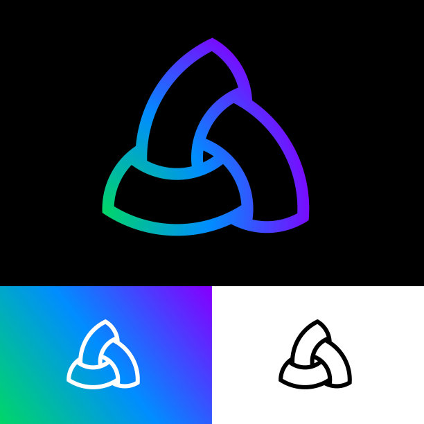 抽象的会徽由三个要素组成。渐变纹章，三个环环相扣的元素。图片下载