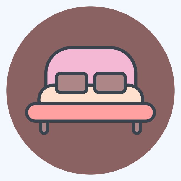 图标的床。适合儿童的标志。颜色风格交配。简单的设计可编辑。设计模板向量。简单的说明图片下载