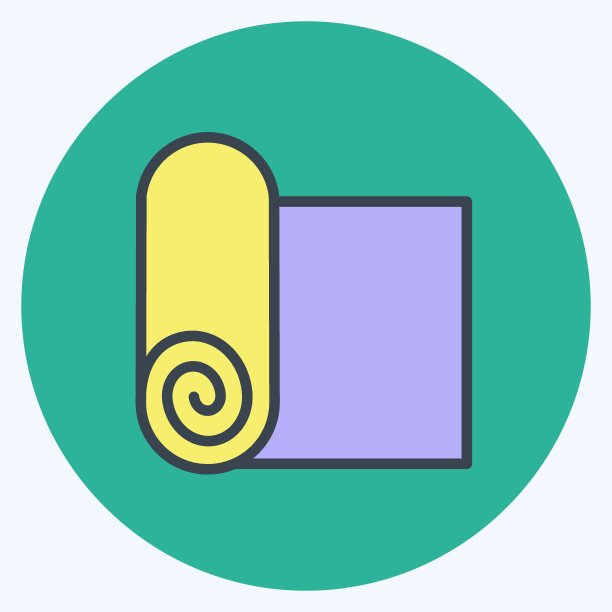 瑜伽垫图标：健康符号，彩色简约设计插画图片下载