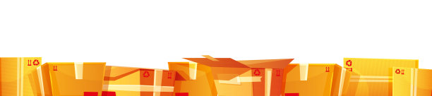 快速航运和全球电子商务网页横幅在卡通风格。孤立的白色背景上的纸板箱。在线订单信息图，网页，应用程序设计。图片下载