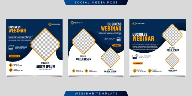 蓝色和白色背景的社交媒体故事帖子模板的创意设计集合图片下载