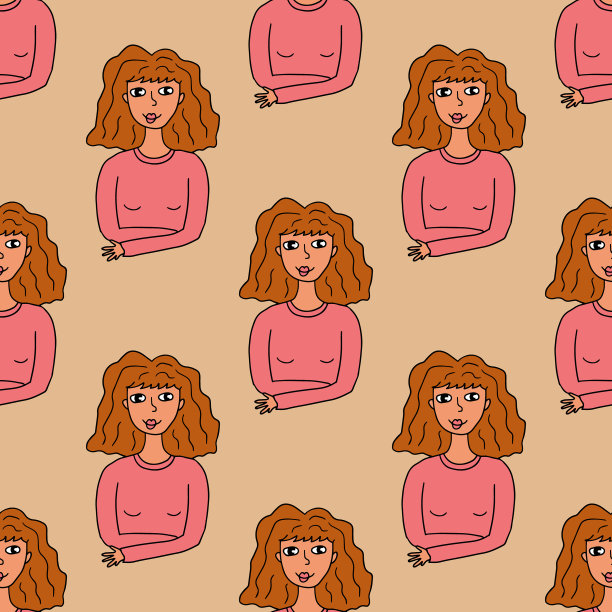 可爱的卡通手绘涂鸦少女图片下载