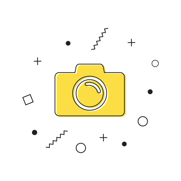 照片相机在平面风格黄色相机图标图片下载