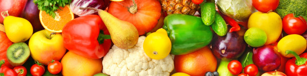 美丽的背景来自各种蔬菜和水果。宽的照片。图片下载