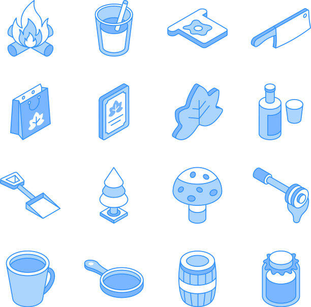 一套快乐的感恩节等距图标图片下载