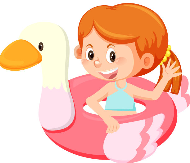 可爱的女孩卡通人物在泳装里面图片下载