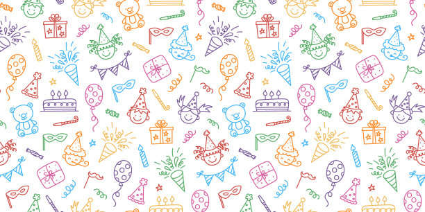 无缝图案与生日快乐涂鸦图片下载