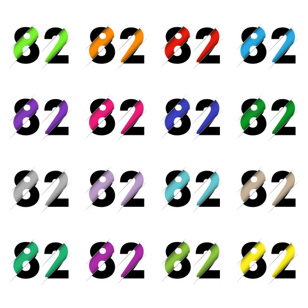 逼真3D 82数字剪纸图片下载
