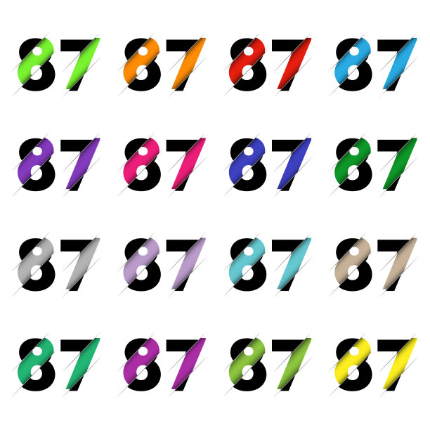 剪纸风格数字87，逼真3D效果图片下载