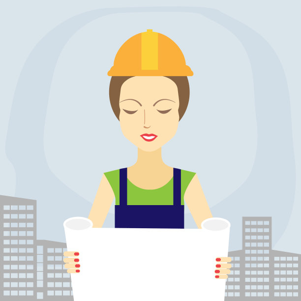 女建筑工程师在看蓝图图片下载