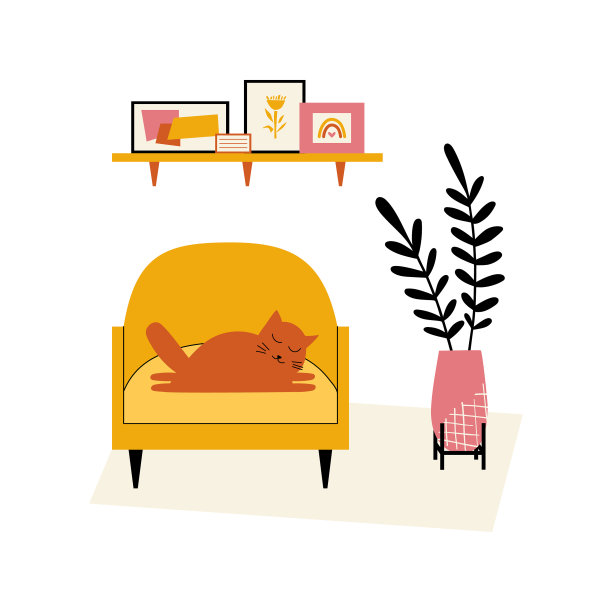 一只睡在扶手椅上的猫图片下载