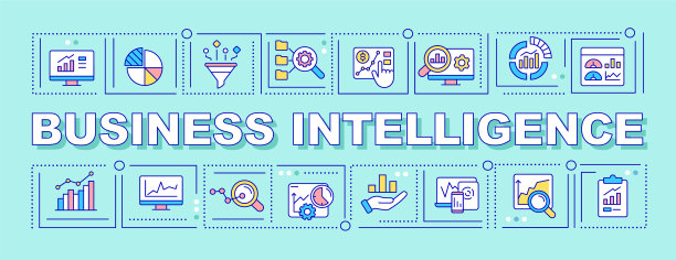 商业智能词概念绿松石图片下载