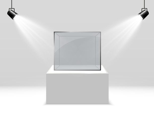 现实的玻璃盒子或白色支架上的容器图片下载
