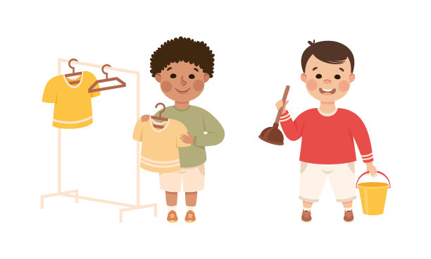 做家务的孩子很可爱图片下载