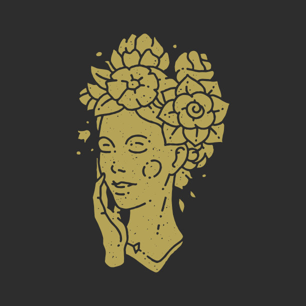 唯美的女人头与花束的头发图片下载