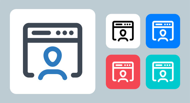 用户帐户图标-矢量插图。网页，浏览器，用户，帐户，应用程序，头像，个人资料，窗口，应用程序，线，轮廓，平面，图标。图片下载