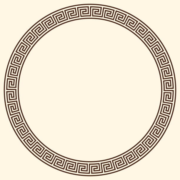 希腊钥匙图案，圆框。装饰古代漫步图片下载