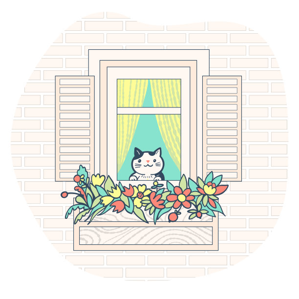 一只可爱的猫看着窗外装饰着图片下载