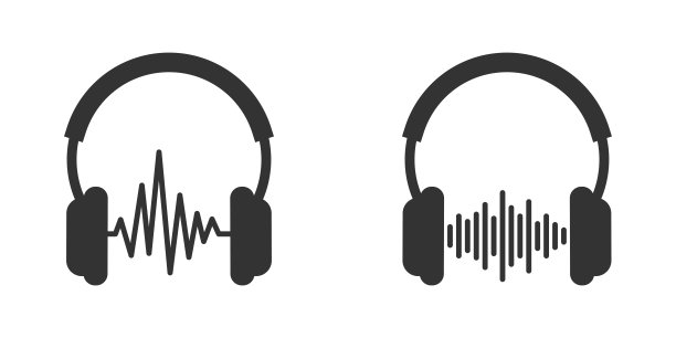 耳机和声波图标。耳机图标与声波节拍。矢量插图。图片下载