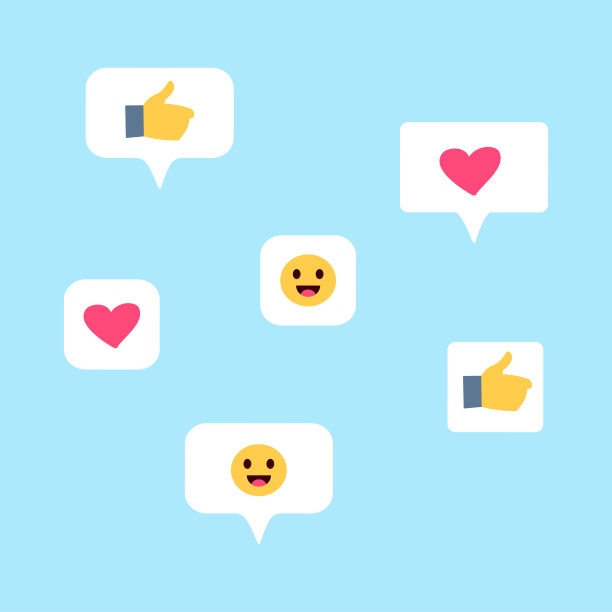 人们使用电话。网络信使的讲话充满了情绪。网上聊天。通过手的迹象。爱的心图标。快乐微笑的脸。对话框的情绪。喜欢评论。矢量图图片下载