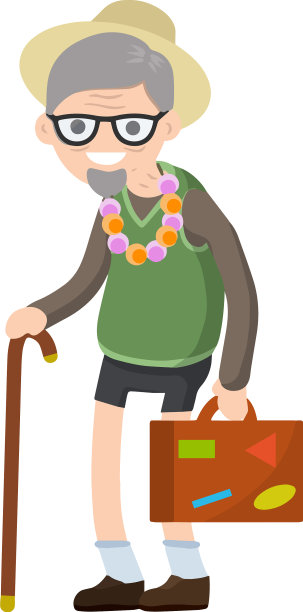 穿着短裤戴着帽子度假的老人图片下载