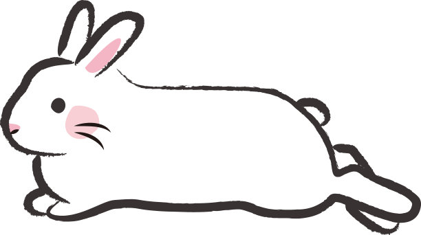 一只看起来像刷子的简单的侧面放松的小白兔图片下载