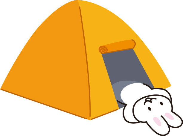 在帐篷里睡觉的兔子抬头看图片下载