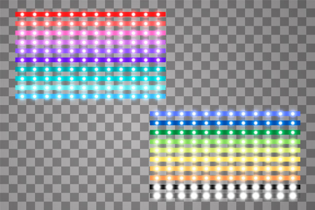 发光led矢量条纹，霓虹灯照明透明背景图片下载