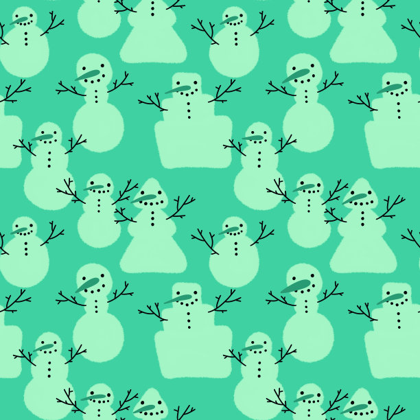 冬季印花与雪人和雪花图片下载