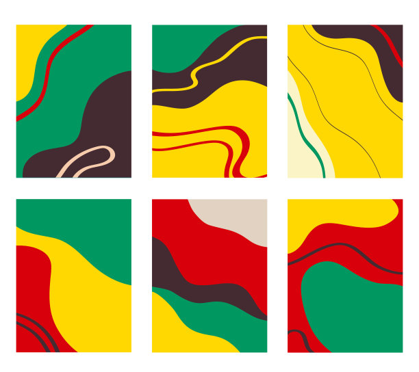 白色背景下的彩色抽象画集合图片下载