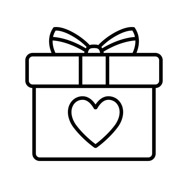 带有心形图标的礼物盒。向量孤立的元素。圣诞礼物图标插图矢量符号。惊喜的设计。股票向量。图片下载