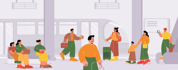 火车站，站台上有火车和人图片下载