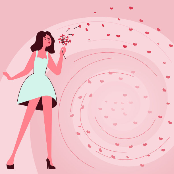 女人拿着一束可爱的花图片下载