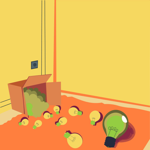 发光的灯泡散落在地板上代表出来图片下载