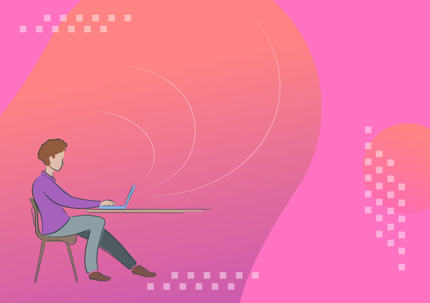 坐在办公桌上使用电脑工作的人图片下载