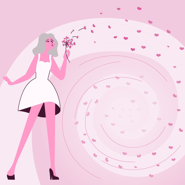 女人拿着一束可爱的花图片下载